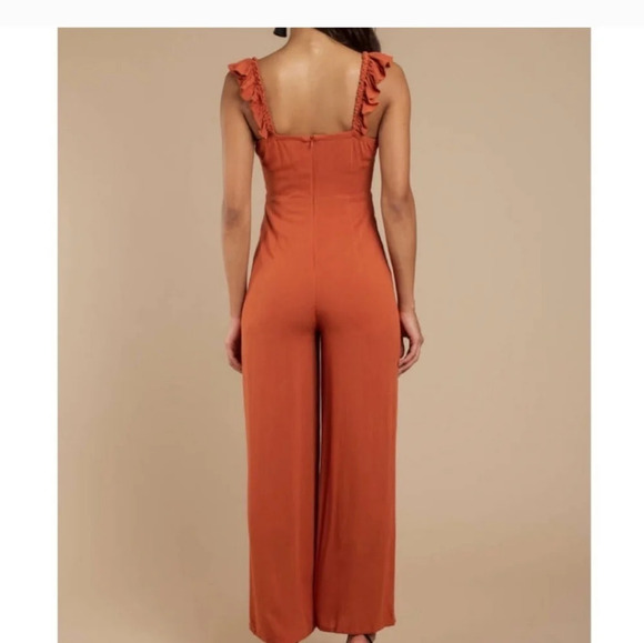 COTTON CANDY ruffle strap pant jumpsuit. Rust color. Size medium - Picture 2 of 14